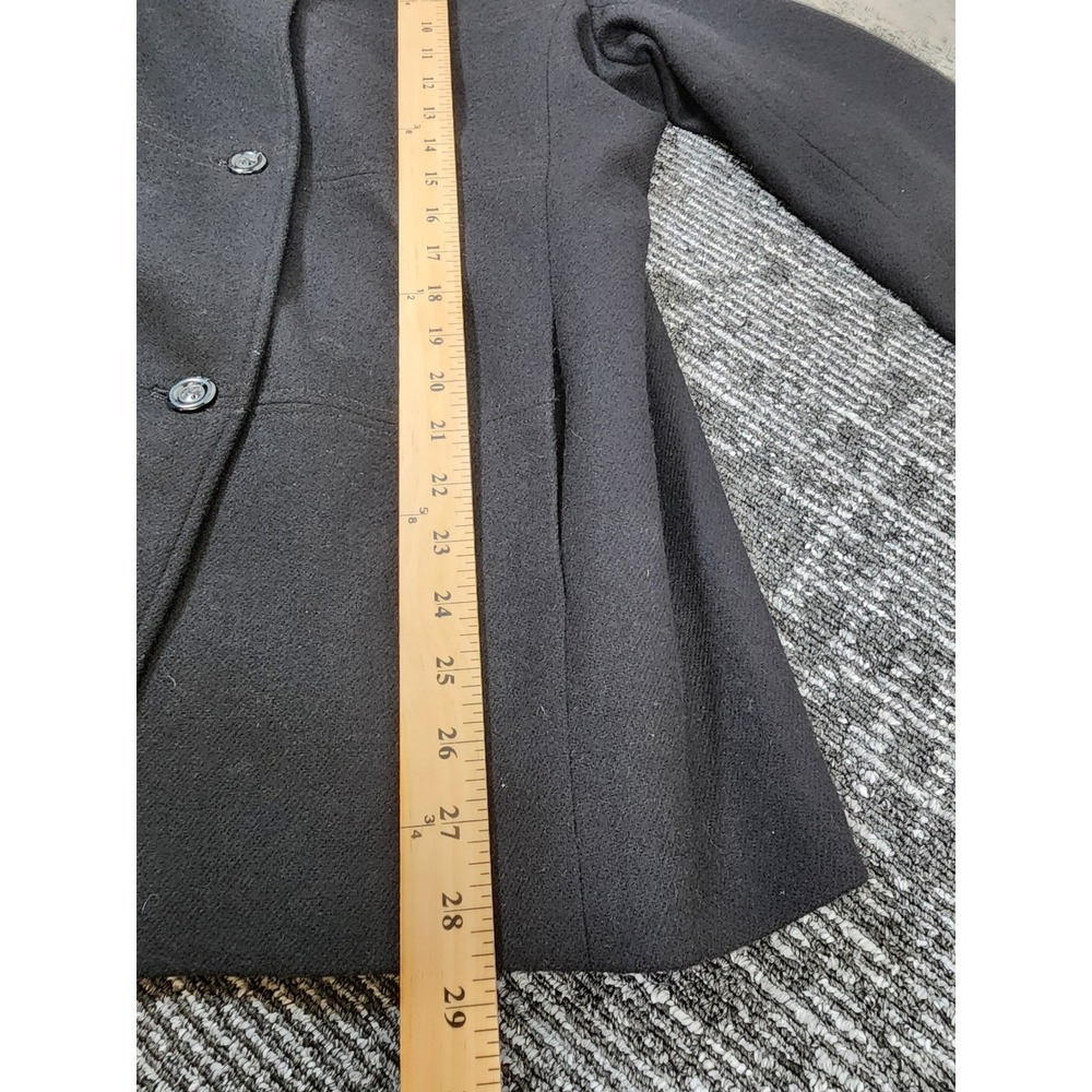 Sag Harbor Wool Coat Women Size 10 Black Pure New Wool Button Front Blazer Good - Picture 10 of 11